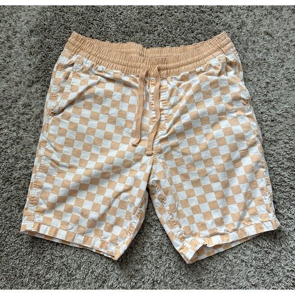 Vans Other - Vans Mens Shorts‎ Range Checkered Drawstring Waist Skater Orange Size Small